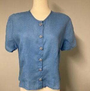 Flax Sky Blue Linen Button Shirt